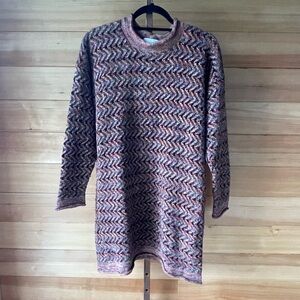 Vintage Periwinkle Brand Chevron Knit Sweater - Pink and Brown Size Medium